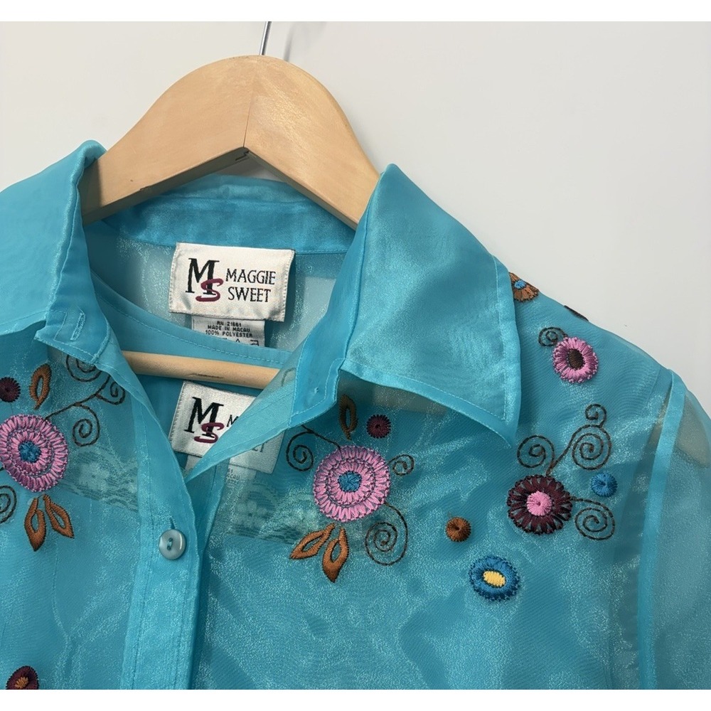 Vintage Maggie Sweet Women's 2Pc Set Tank & Button Up Floral Shirt Size Small - Picture 2 of 13